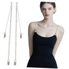 2 pairs of Rhinestone shoulder strap clip button Black and Transparent