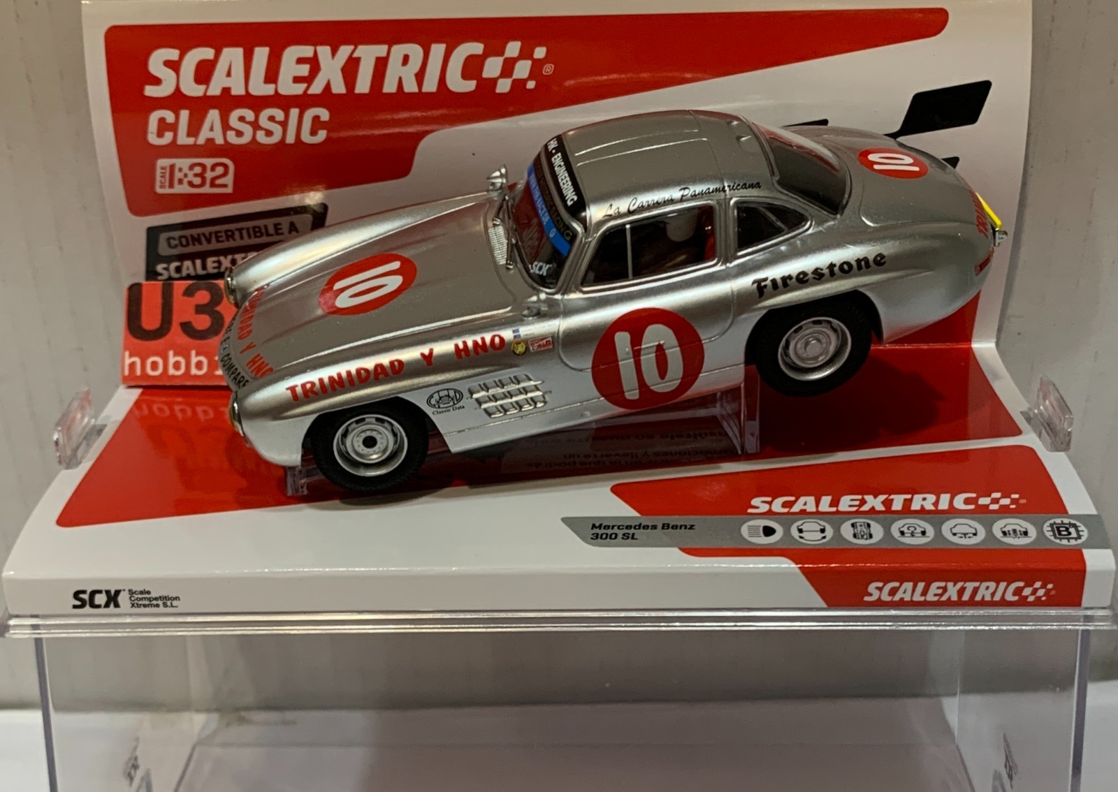 SLOT CAR SCX SCALEXTRIC U10557S300 MERCEDES BENZ 300 SL COUPE #10 PANAMERICANA