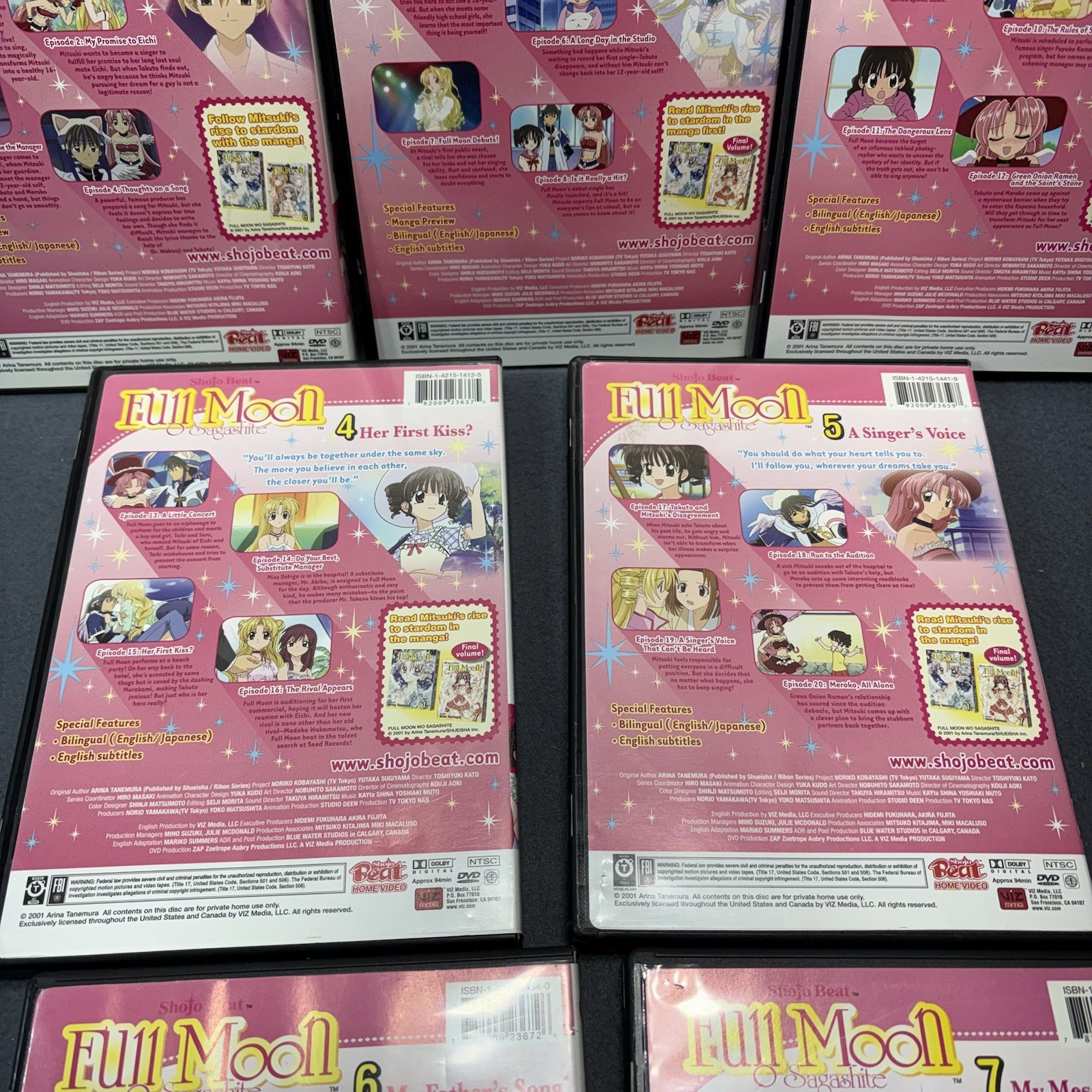 Full Moon O Sagshite 7 DVD Lot (Viz Media 2006) Volume 1 2 3 4 5 6 7