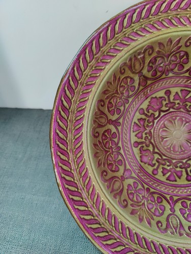 VTG Stunning Turkish Glass Purple Gold 8.5" Bowl Hand Painted Art-Turkey -Read - Picture 3 of 9