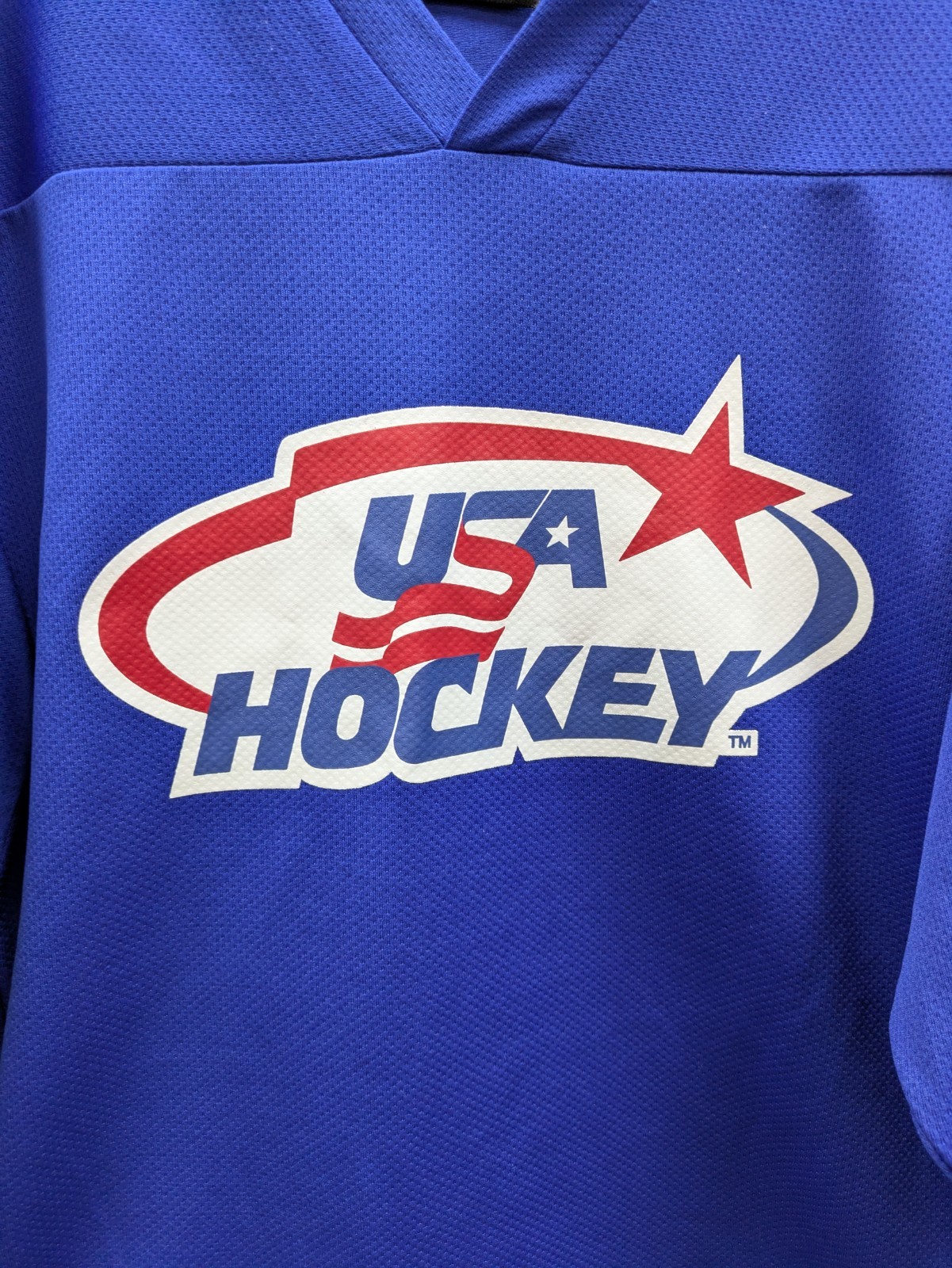 USA Hockey Jersey Youth L Blue K1 Sportswear Athletic READ