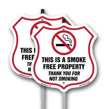 No Smoking Shield Sign This Is A Smoke Free Property Tha Shield Sign With Stake