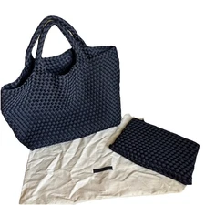 NAGHEDI St Barths Medium Tote Bag Onyx Black Purse Matching Pouch & Dust Bag NWT