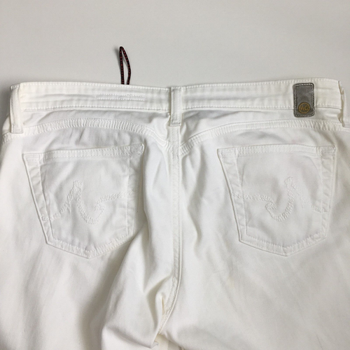 AG ADRIANO GOLDSCHMIED White THE SHORTY Cuffed Hem Cropped Jeans Womens sz 32R - Picture 9 of 14