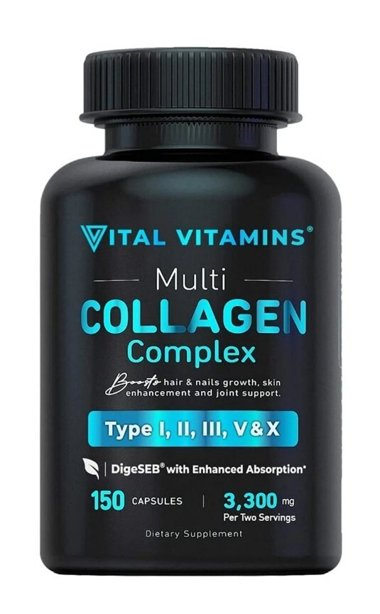 Vital Vitamins Multi Collagen Complex Type I, II, III, V, X, Grass
