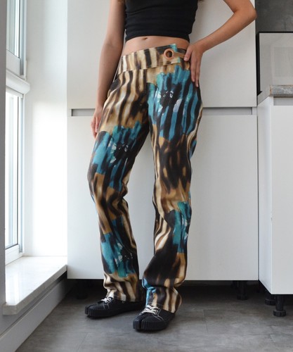 Vintage Roberto Cavalli Jeanshose bedruckt gestreift Druck 90er Jahre Blume Größe IT 46 - Bild 2 von 10