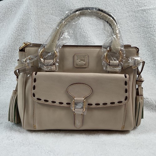 Dooney & Bourke Florentine Leather Medium Pocket Satchel Oyster Cream See Photos - Picture 24 of 24