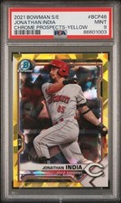 2021 BOWMAN SAPPHIRE ED CHROME PROSPECTS YELLOW #BCP46 JONATHAN INDIA 7/50 PSA 9
