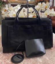 Wilsons Leather Pelle Studio Womens Black Business Briefcase Laptop Handbag Euc!