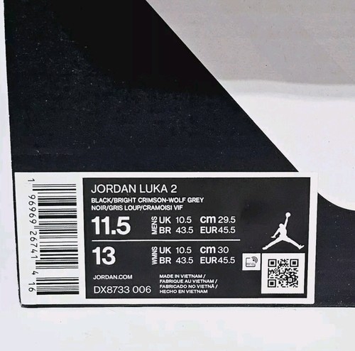 11.5 Nike Air Jordan Luka 2 Black Cement Men's Basketball Shoes DX8733-006 New - Picture 3 of 11