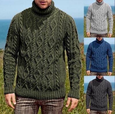Men's Youth New Fashion Turtle Neck Twisted Pullover Knitted