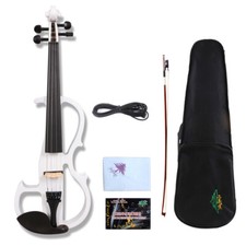 Yinfente White 4/4 Electric Violin Solid wood Nice Tone Free Case EV8