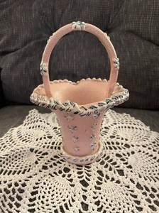 Pink Ceramic Basket, hand made in Italy