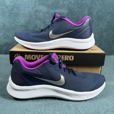 Nike Girls Star Runner 3 DA2776-404 Navy/Purple Running Shoes Sneakers Size 7Y