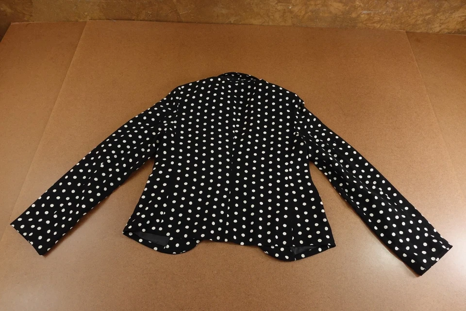 Blazer LC Lauren Conrad Mujer Talla 6 Negro Lunares Ligero Frente Abierto Foto 3 de 4