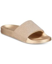 I.n.c. Womens Metallic Slide Slippers