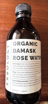 Erbology 100% USDA Organic Damask Rose Water 8.5 oz -OPEN