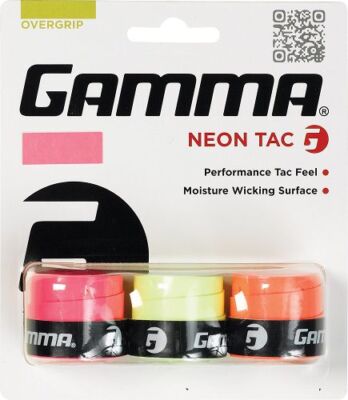 Gamma Overgrip, Griffband Neon Tac 3er-Pack, Pink, Gelb, Orange, Tennis