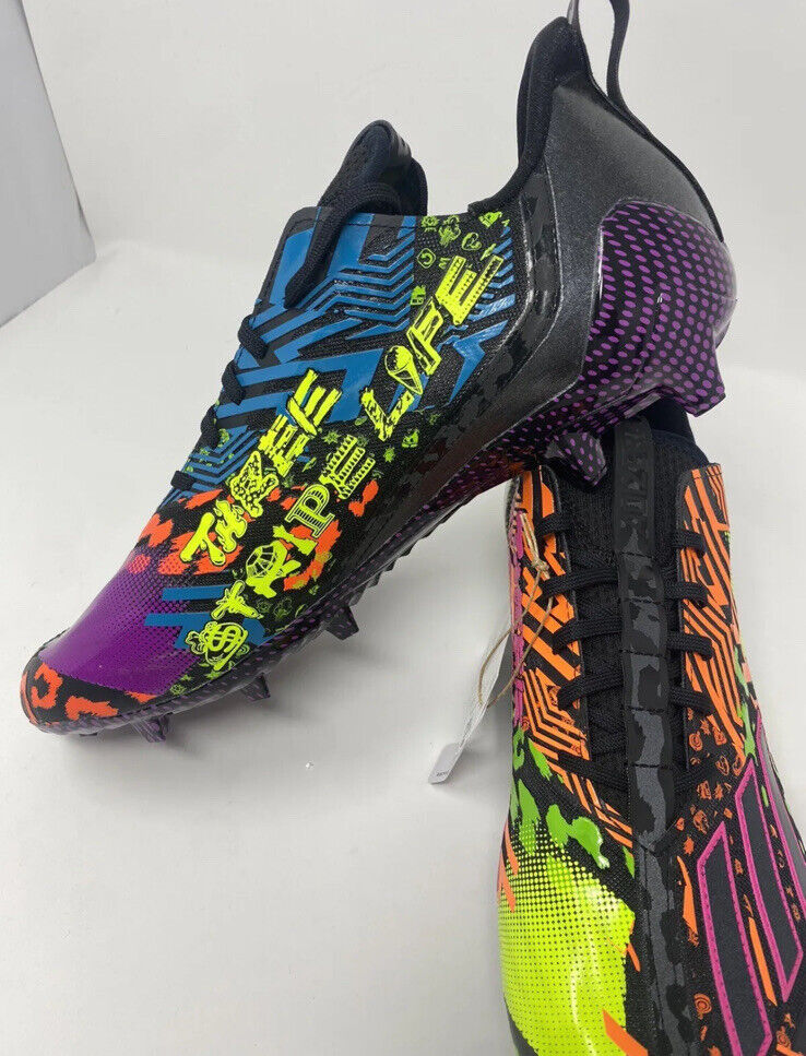 New Adidas Adizero 12.0 Mismatch Football Cleats Black/Multi New Adidas Adizero 12.0 Mismatch Football Cleats Black/Multi