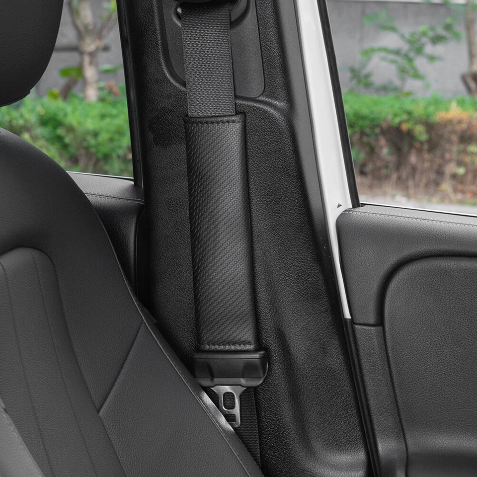 2 Universal Black Carbon Car Seat Belt Pad Shoulder Cover Cushion Accessories 🔥 - Image 4 of 4
