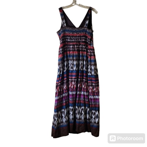 Charter Club Maxi Sundress Size 14 Southwestern Inspired Beaded Cotton - Picture 3 of 6