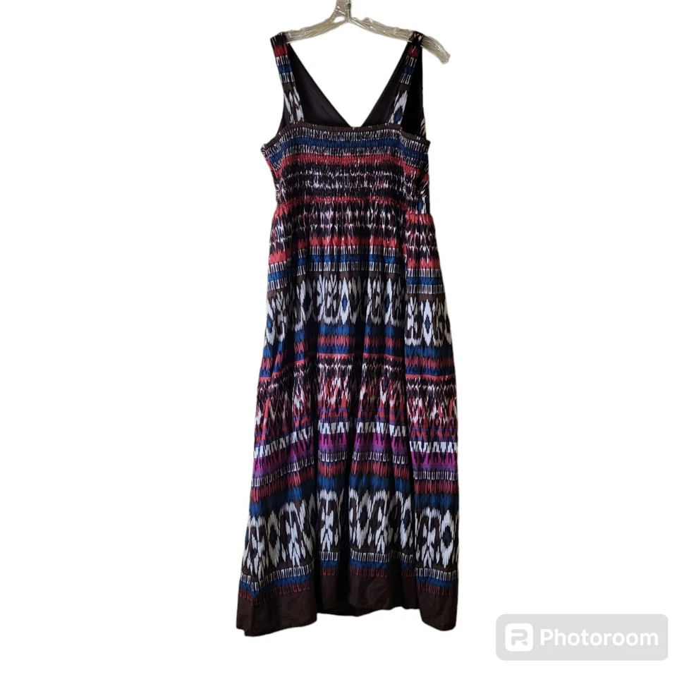 Charter Club Maxi Sundress Size 14 Southwestern Inspired Beaded Cotton - Image 3 of 4