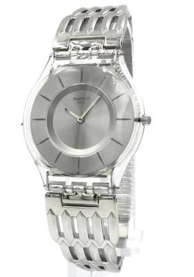 New Swiss Swatch Skin Furious Stainless Steel Bracelet Watch 35mm SFK396G $130