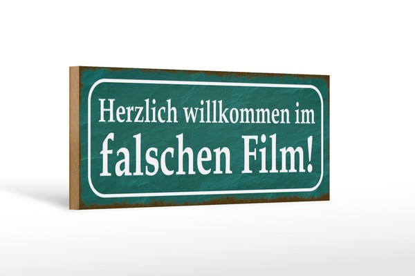 Holzschild Spruch 27X10 Cm Herzlich Willkommen Im Film Deko Schild Wooden Sign-image