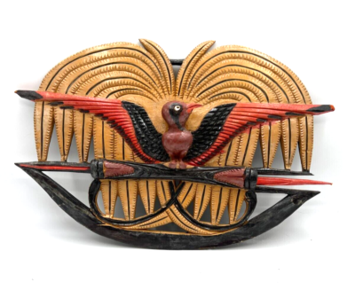 VTG CARVED PAPUA NEW GUINEA Wood Art Bird Of Paradise Tribal Wall
