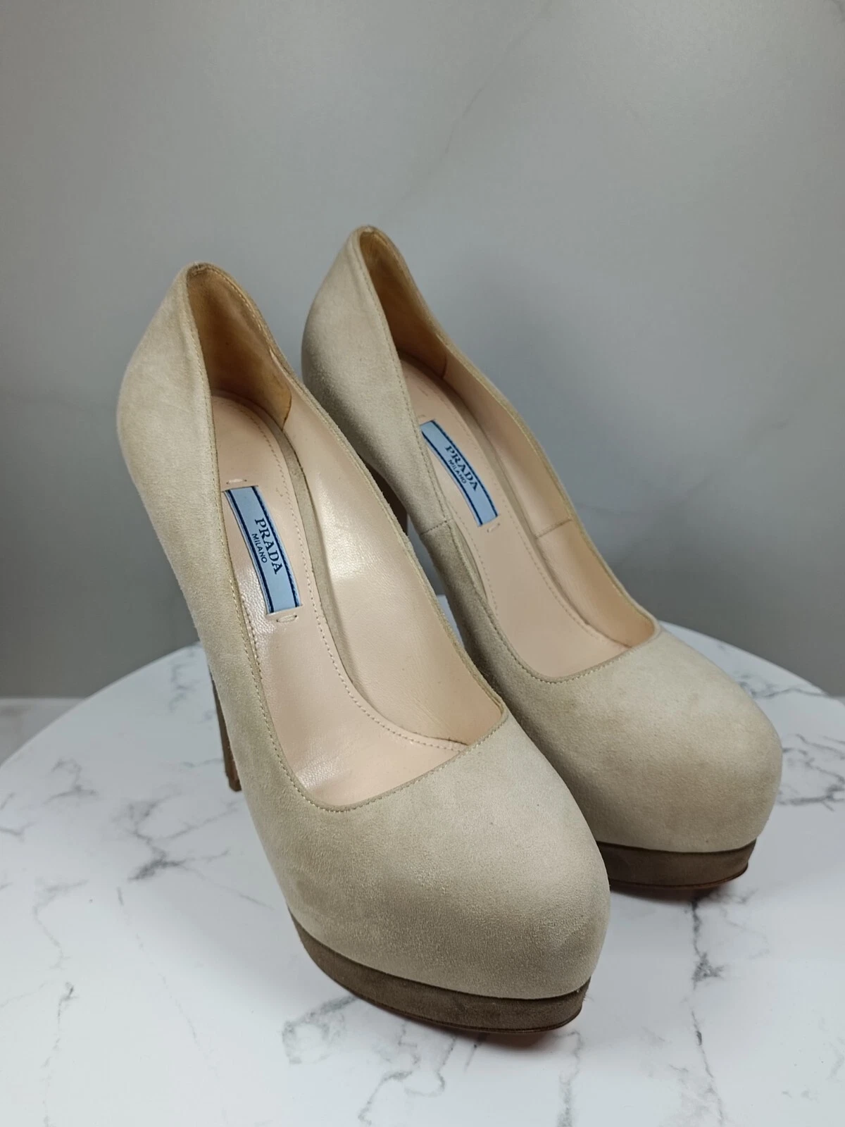 Prada decolte beige scamosciate sexy tacco alto taglia 38 1 2 EU