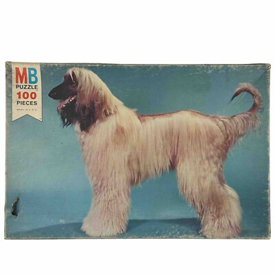 Milton Bradley 100 pc Champion Afghan Hound Interlocking Puzzle 1976 New Sealed