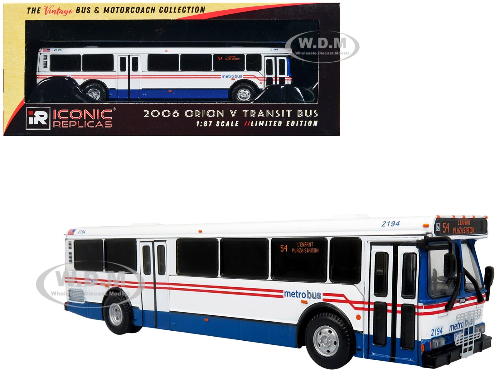 ТРАНЗИТНЫЙ АВТОБУС ORION V 2006 ГОДА ВЫПУСКА WMATA WASHINGTON 187 ОТ ICONIC REPLICAS 87-0516 10090₽