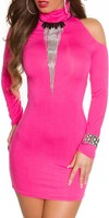 Sexy Koucla Minikleid Mit Sexy Back + Rollkragen Pink Partykleid Abendkleid