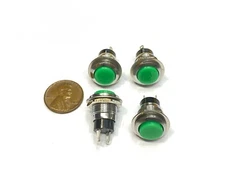 4 Pieces Green small N/O Momentary 12mm push button Switch round 12v on off G23
