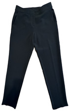 St John Caviar Pants Women 2 Black Straight Leg Trousers Career Stretch USA Wool