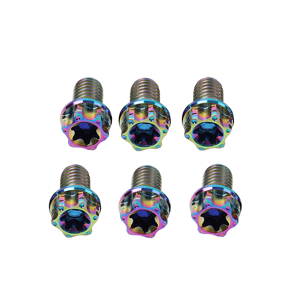 法螺貝　35cm 6pcs Titanium Bolts Torx Head Flange Screws M8x35mm Rainbow