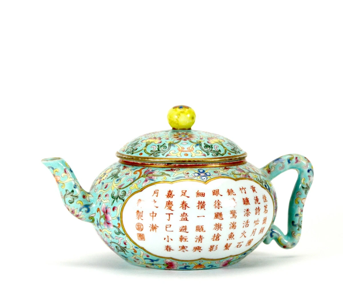 蓝色陶瓷中国风茶壶| eBay