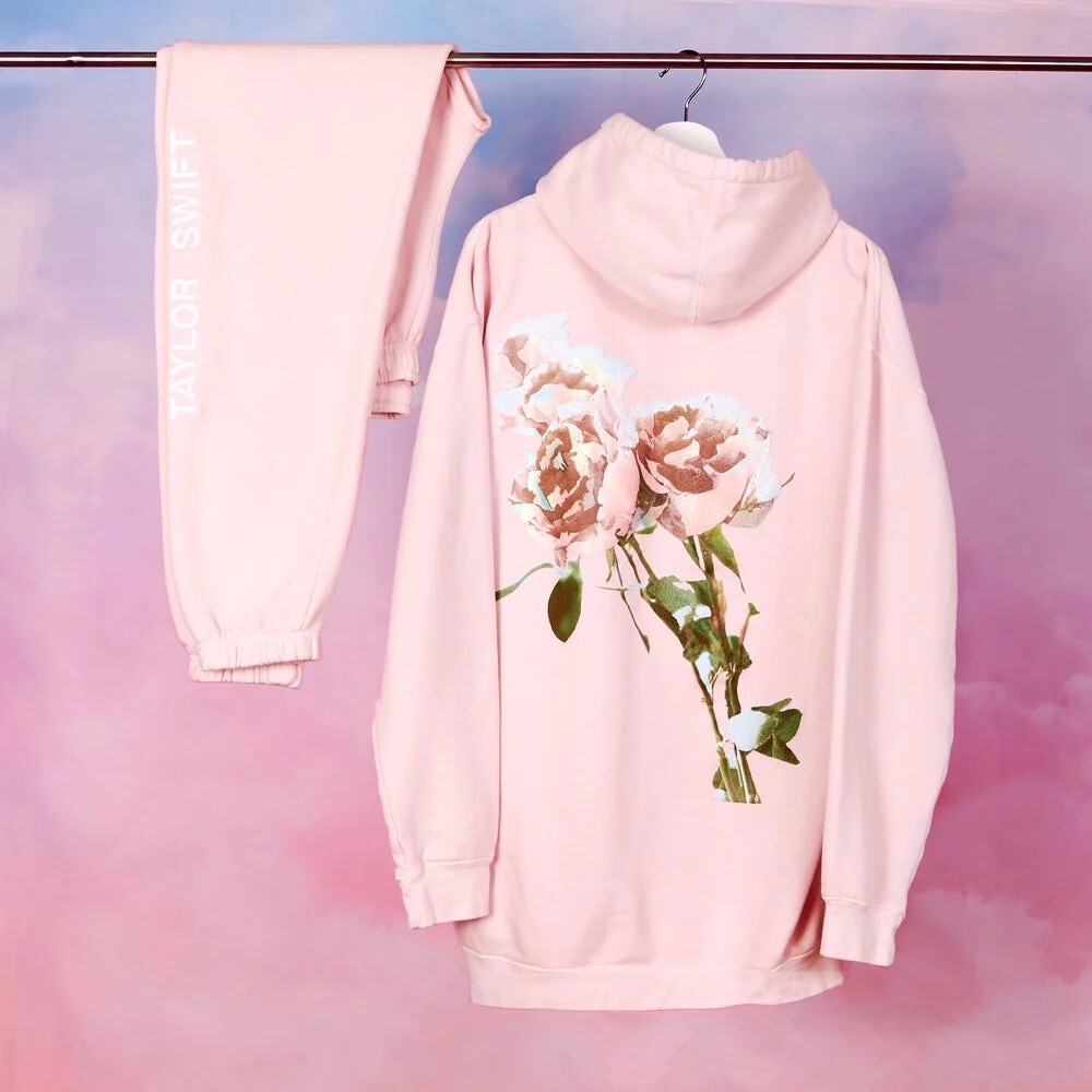 taylor swift pink glitter rose hoodie