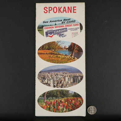 1967 Spokane, Washington Chevron Map ''See America Best ...BY CARD''