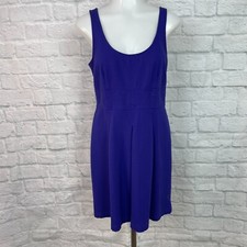 LOFT A-Line Dress 4 Purple Sleeveless Stretch Women's Pleated