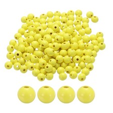 300pcs 12mm Yellow Round Wood Beads 3.3mm Large Hole for Jewelry Making