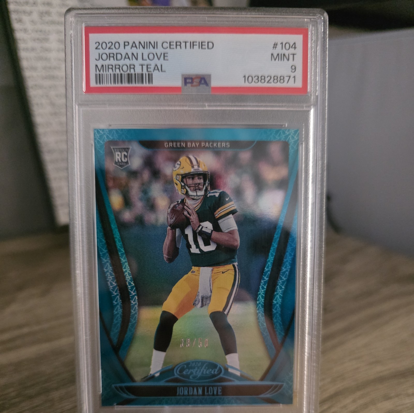 2020 Panini Certified - Jordan Love (RC) #104 Mirror Teal /50 # 104 PSA 9