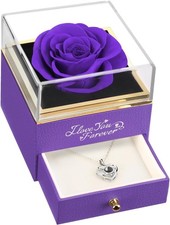 Purple Rose Flower Gift Necklace- Valentine's Day Gift