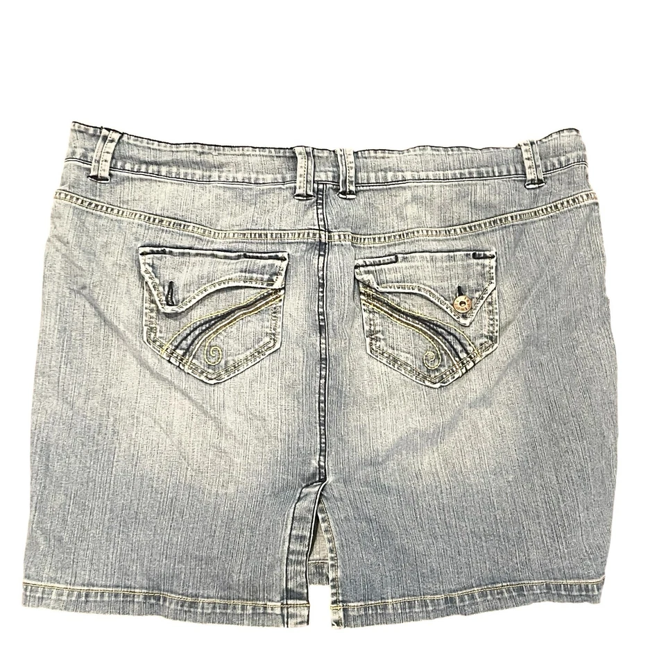 Y2K L.e.i. Falda vaquera talla grande 22 azul lavado claro Sophia Hiphugger tiro medio Foto 2 de 4