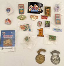 Mixed Lot of 20 Vintage Novelty Lapel Hat Pins, Badges Toys games baseball etc.