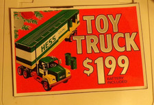RARE 1975 HESS TOY TRUCK SIGN MAGNETIC PUMPER GAS STATION SIGN 12X8 INCH