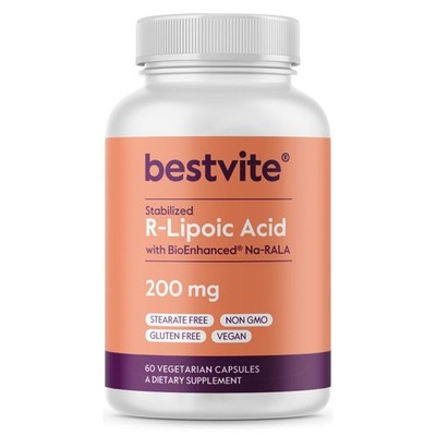 BESTVITE RLipoic Acid 200mg Stabilized with BioEnhanced NaRLA 60 Vegetarian C...