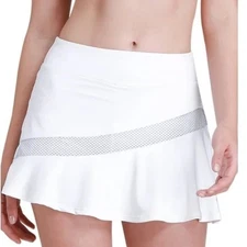 CAMEL CROWN Athletic Tennis Skirt White Mesh Skort Pocket Women Size Small