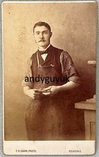 CDV BARREL TAP MAKER COOPER ANTIQUE PHOTO BY DANN READING OCCUPATIONAL APRON