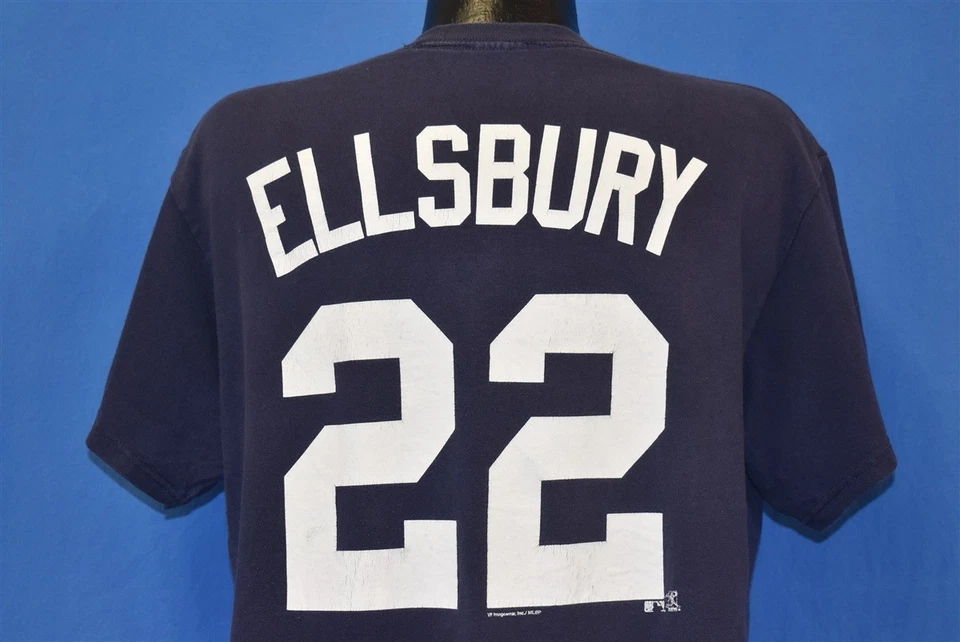 БЕЙСБОЛЬНАЯ ФУТБОЛКА NEW YORK YANKEES JACOBY ELLSBURY #22 MLB 2-СТОРОННЯЯ NY BLUE L - Изображение 3 из 3
